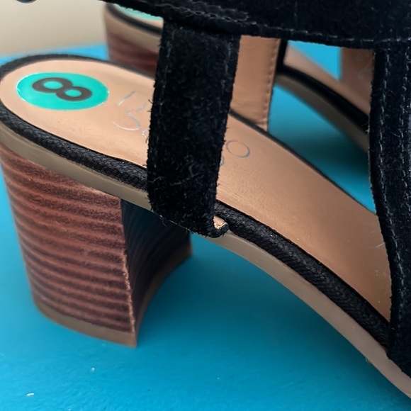 Franco Sarto peep toe sandals, black size 8 - Picture 2 of 4